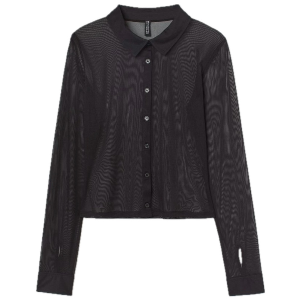 H&M Divided Black Mesh Button Up